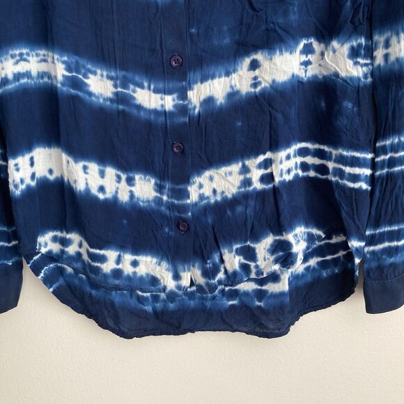 Bella Dahl Anthropologie Womens Blouse Blue Tie Dye Button Down Size Small - Picture 5 of 8